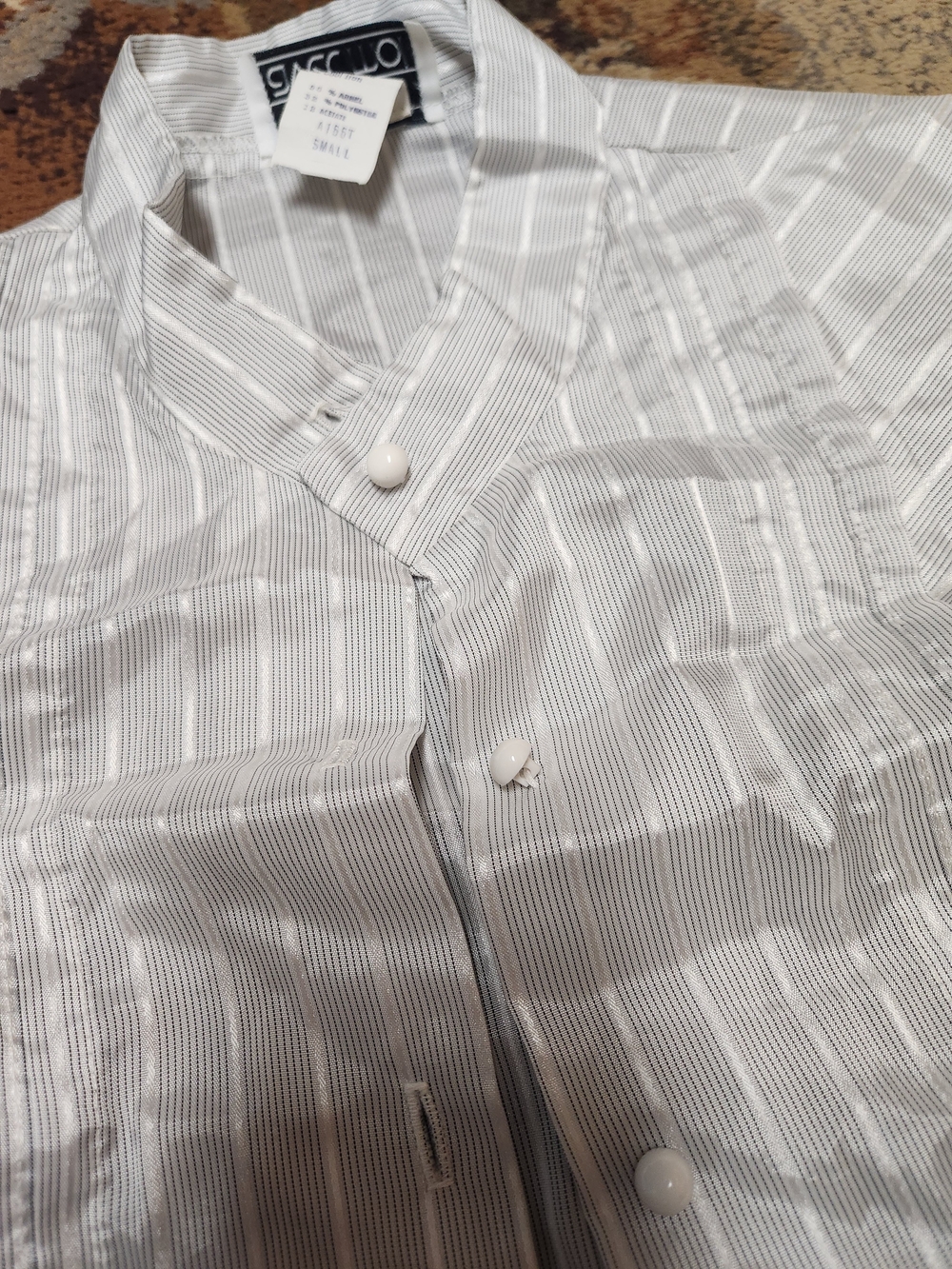 Pinstripe Ruffle-Front Blouse - Picture 7 of 8